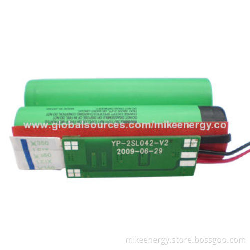Lithium-ion Battery Pack with Panasonic NCR18650 Cells, 7.4V Voltage and 3.1Ah Capacity